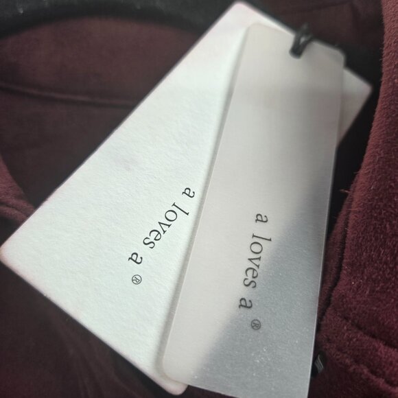 A Loves A Red Merlot Faux Suede Button Front Long Sleeved Dress XS - Picture 8 of 11